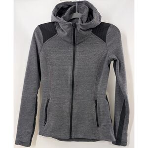 Athleta Hoodie Womens Small‎ Gray Black Stronger Full Zip Hooded Sweatshirt Run